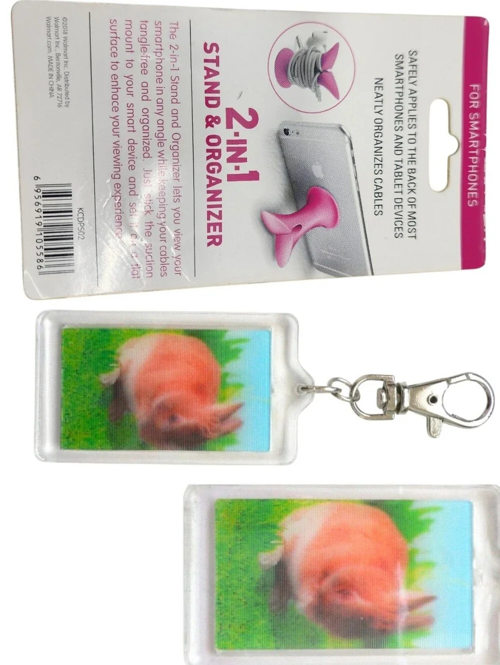5pc Keychains & 2-in-1 Pink Phone Stand Bundle Set
